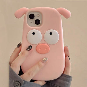 Pink Pig Cute Silicone iPhone Case