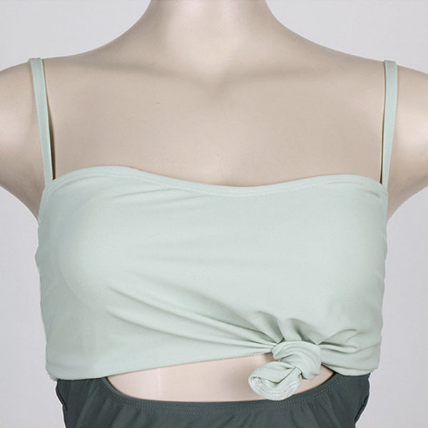 One-Piece Color Matching Small Chest Push Up Swimsuit