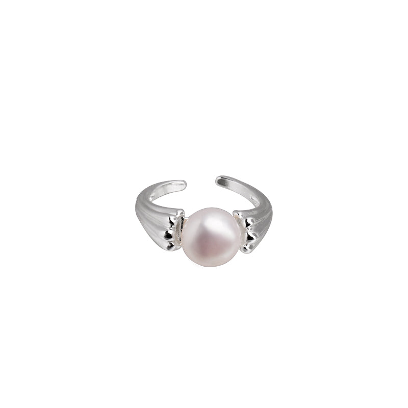 Natural Freshwater Pearl Broken Silver Open Index Finger Ring