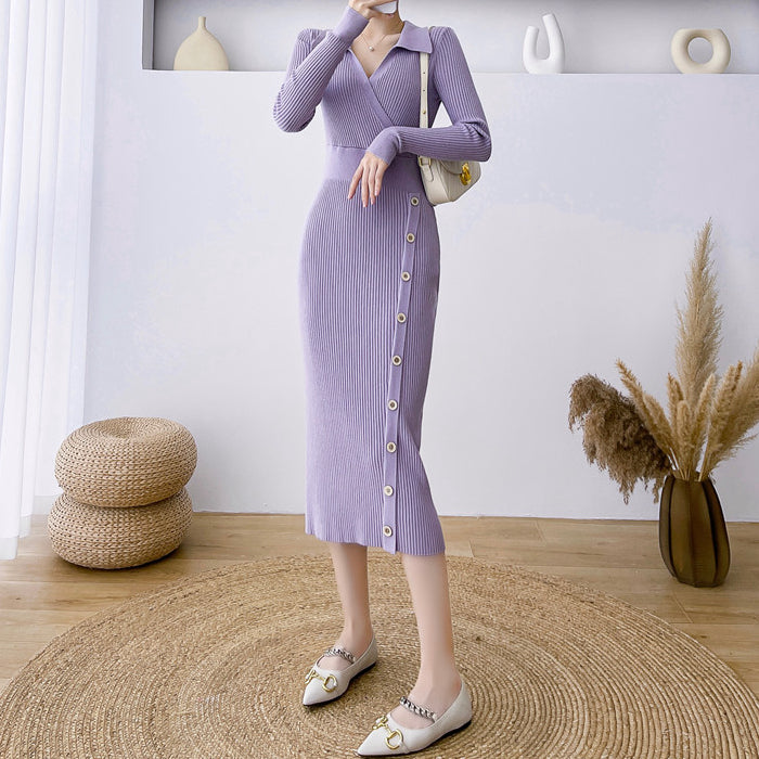 Bodycon Over-The-Knee Hip-Covering Knitted Dress