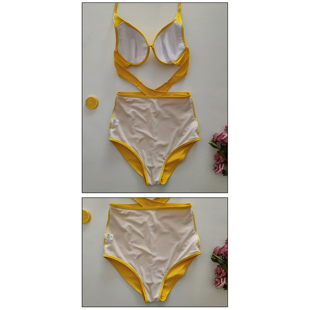 High Waist Push Up Underwire Triangle One-Piece Swimsuit