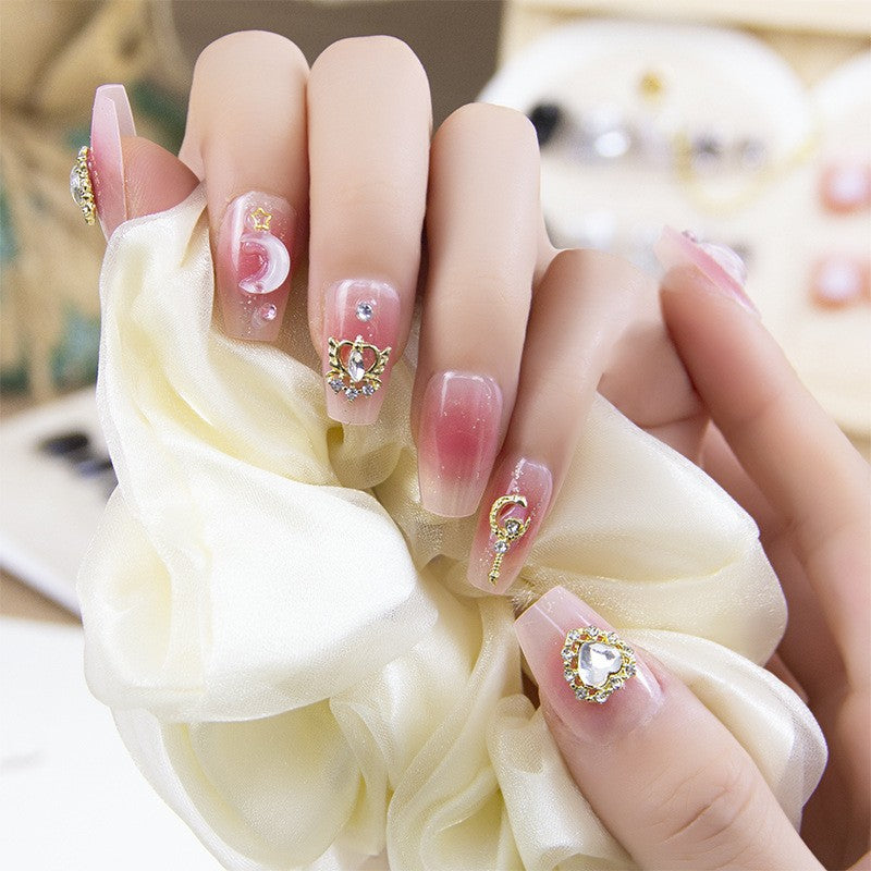 Grid Gradient Pink Nail Art