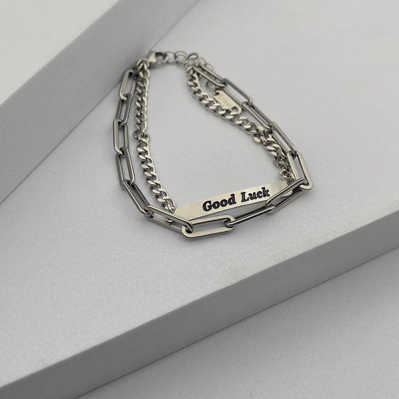 Double-Layer Chain Titanium Steel Lucky Bracelet