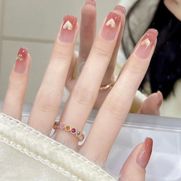 Grid Gradient Pink Nail Art