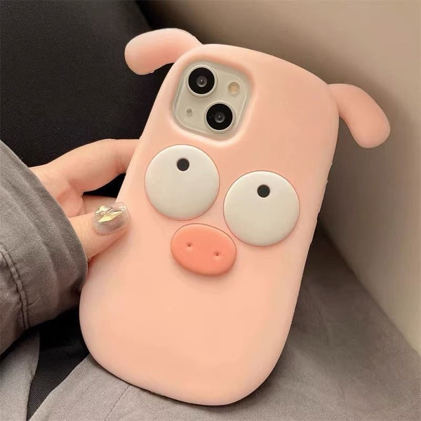 Pink Pig Cute Silicone iPhone Case