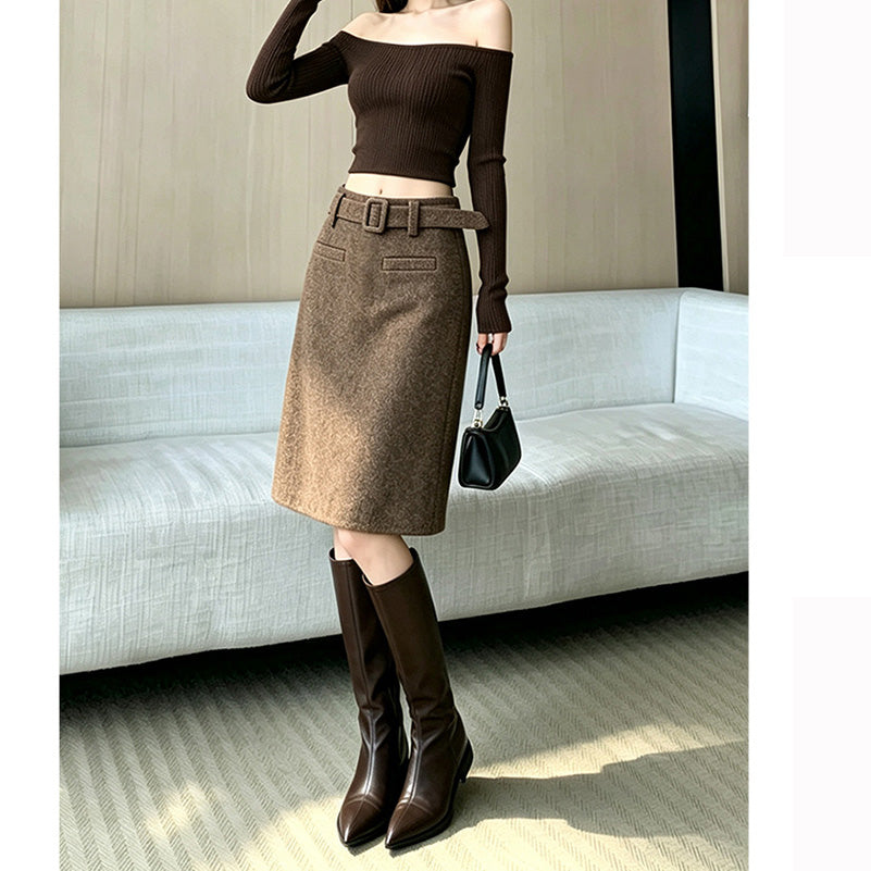 Retro Mid-Waist Elegant Midi Skirt