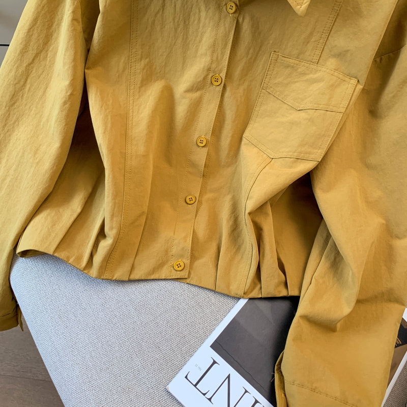 Long-Sleeved Pure Cotton Shirt With A Shawl