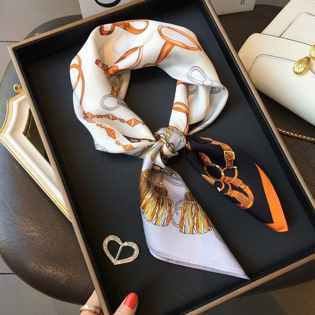 Short Silk Silky Elegant Square Scarf