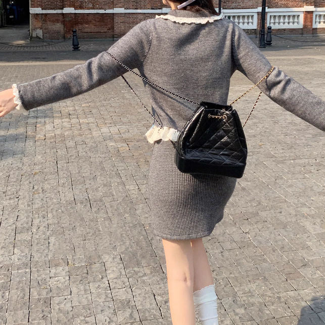 Detachable Heavy Handmade Crocheted Wool Sweater Skirt Set