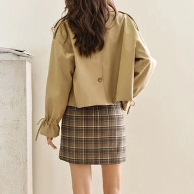 Double-Breasted Trumpet Sleeve Short Suit Jacket