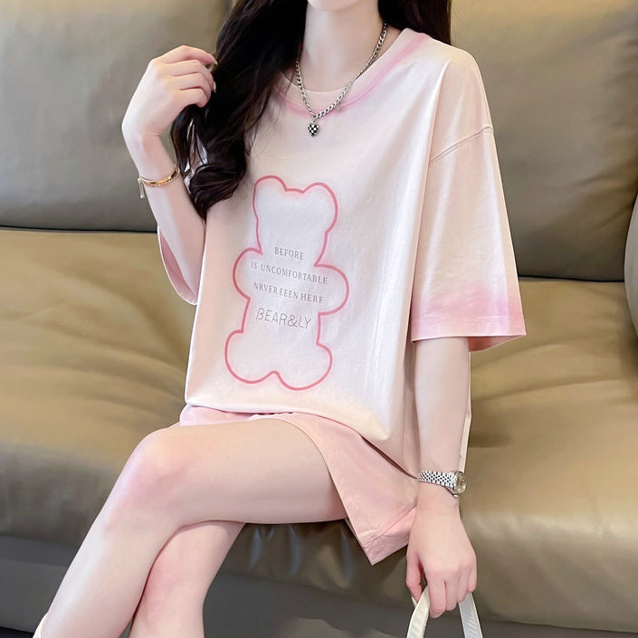 Gradient Color Loose Short-Sleeved Casual T-Shirt