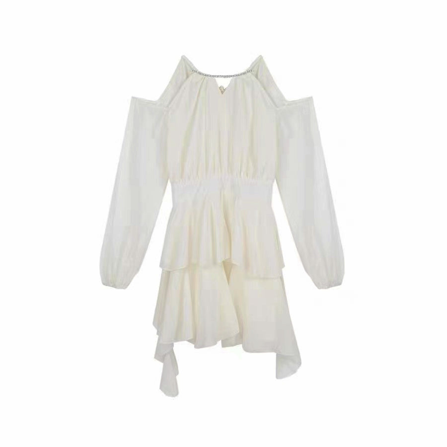 Off Shoulder Long Sleeve Ruffle Dress