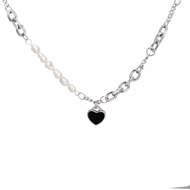 Black Love Pearl Necklace Versatile Sweater Chain