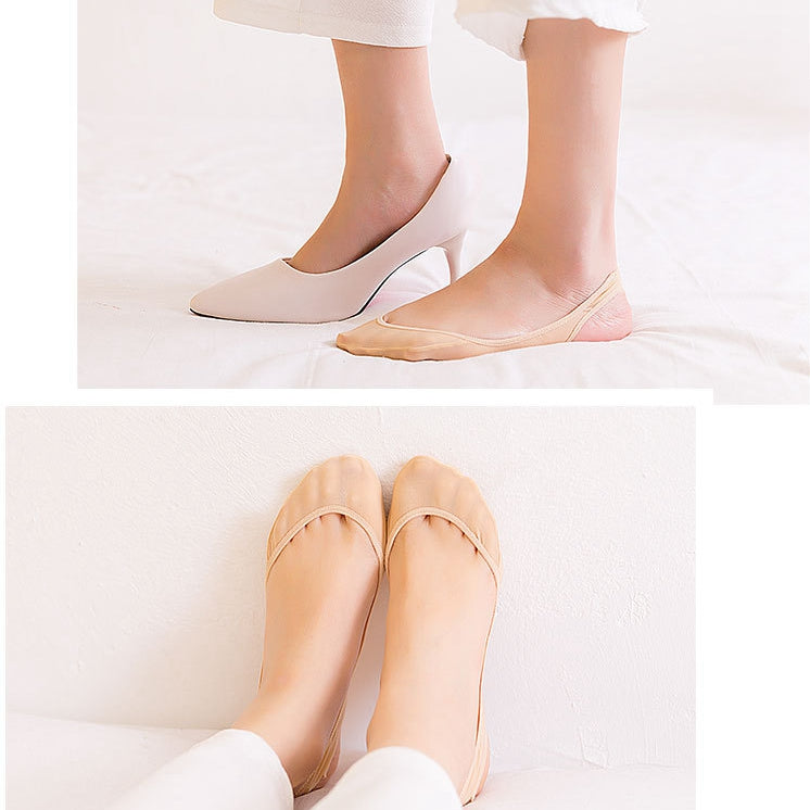 Invisible Exposed Heel Pad Ice Silk Crew Socks