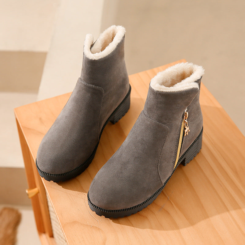 Cotton Versatile Flat Thick Heel Warm Snow Boots