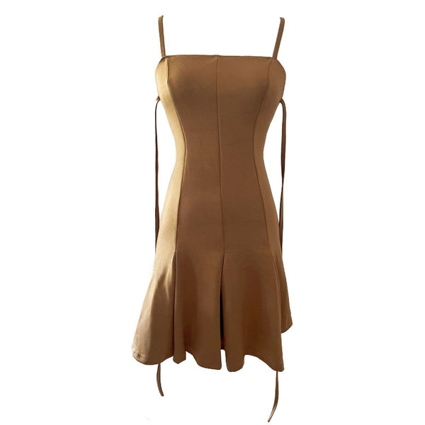 Cami Ruffles A-Line Solid Color Short Dress