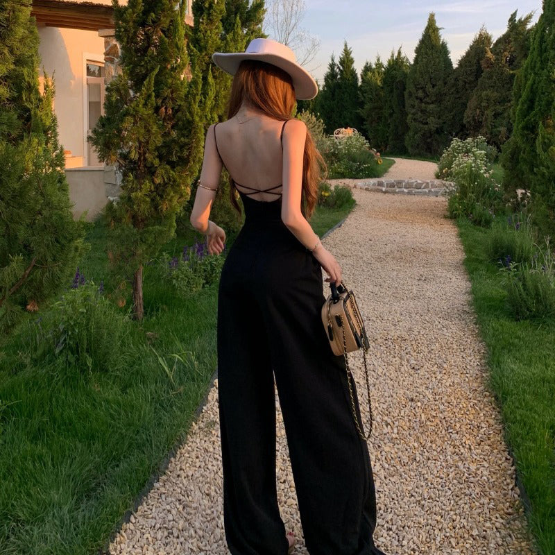 Black Spaghetti Strap Padded Jumpsuit