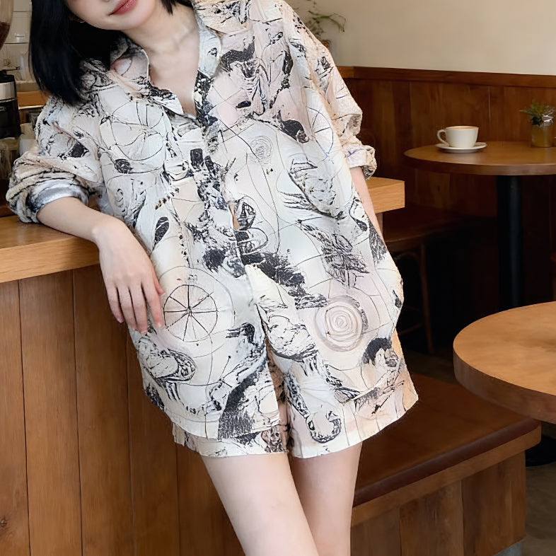 Stylish And Cute Two-Piece Set Of Shirt And Shorts