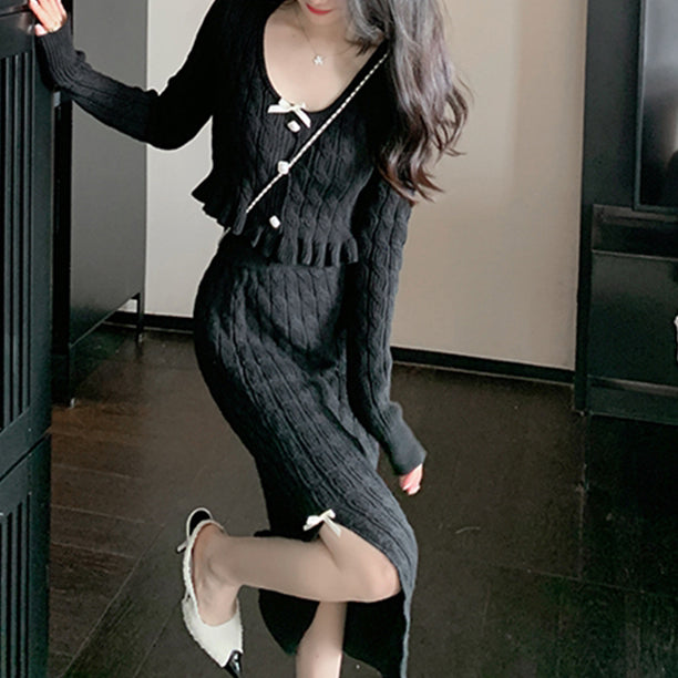 Stylish Slouchy Knitted Suit