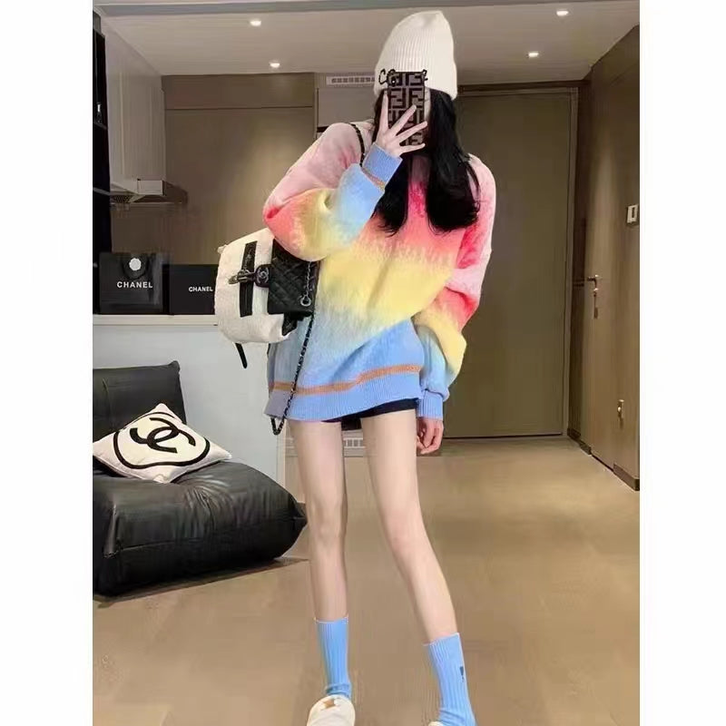 Ombre Rainbow Hooded Sweater