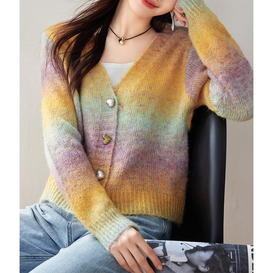Lazy Gradient Knit Cardigan Sweater