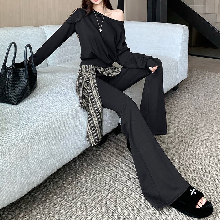 Retro Plaid High-Waisted Trousers Two-Piece Suit