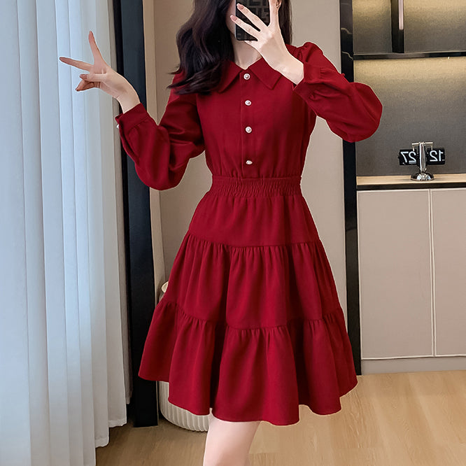 Retro Red High-Waisted Dress