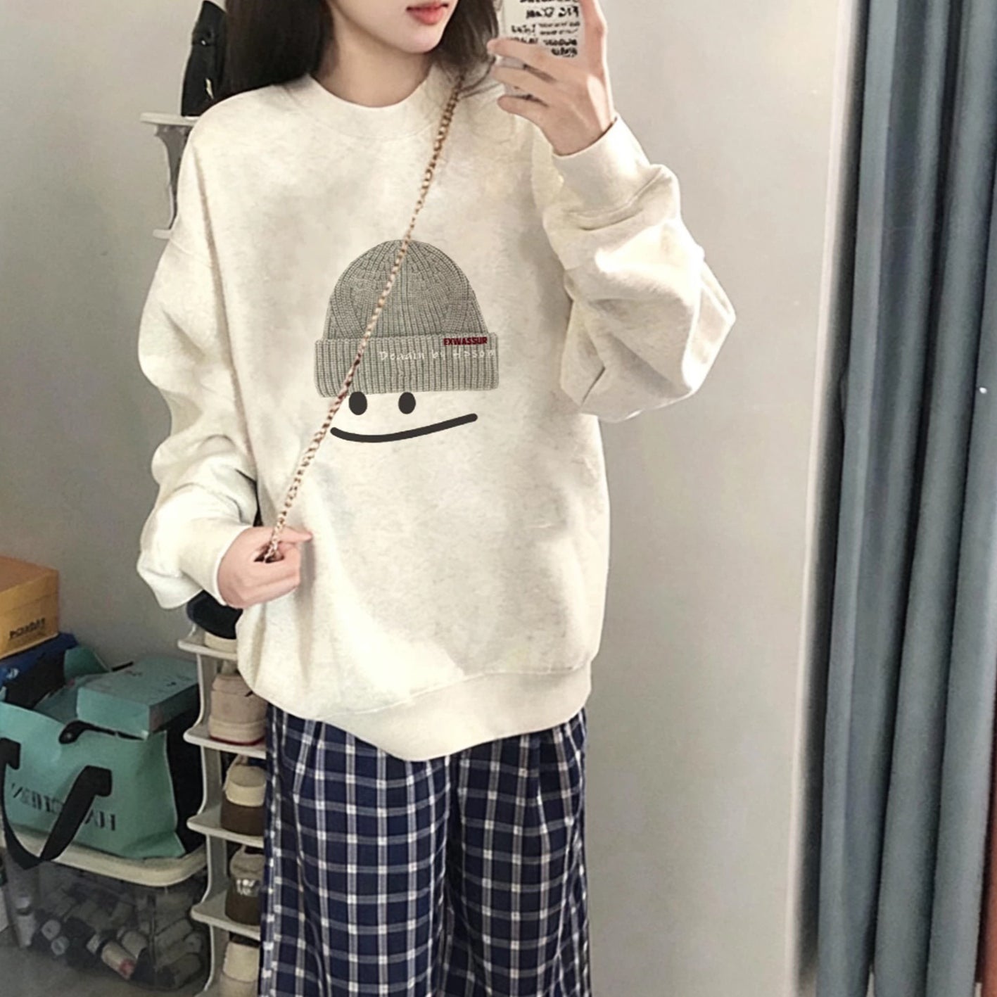 Lazy Style Gray Crew Neck Plus Size Sweatshirt