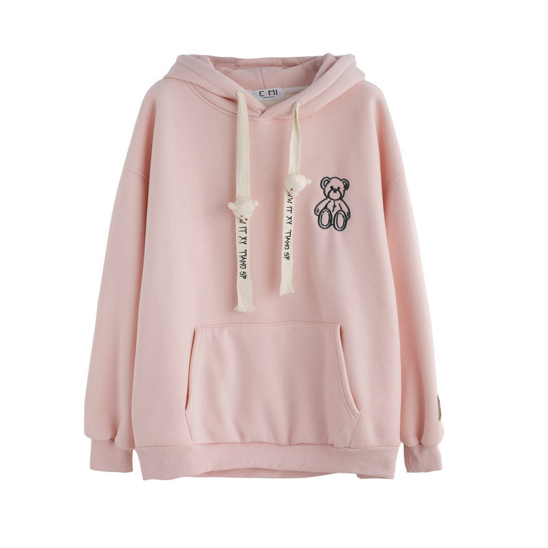 Winter Fleece Hooded Embroidered Sweatshirt