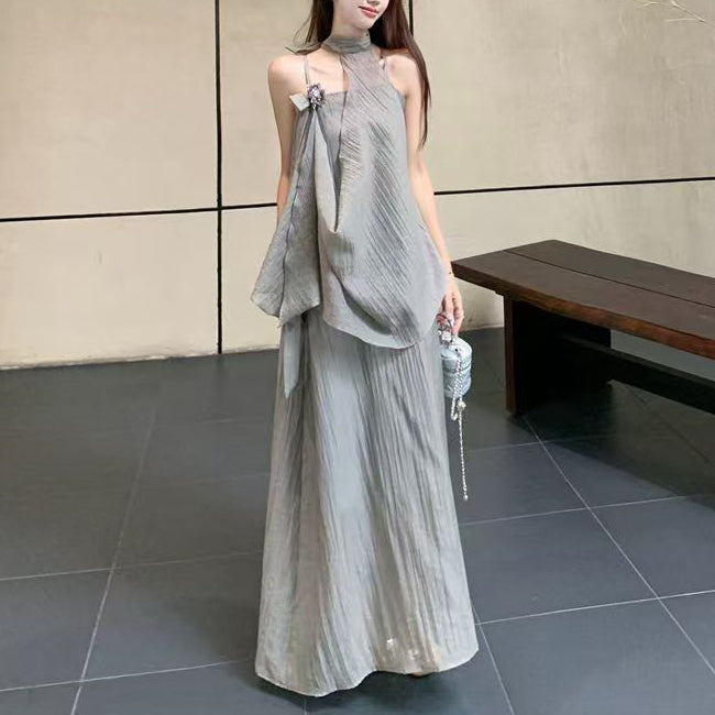 New Chinese Style Halter Neck Holiday Dress