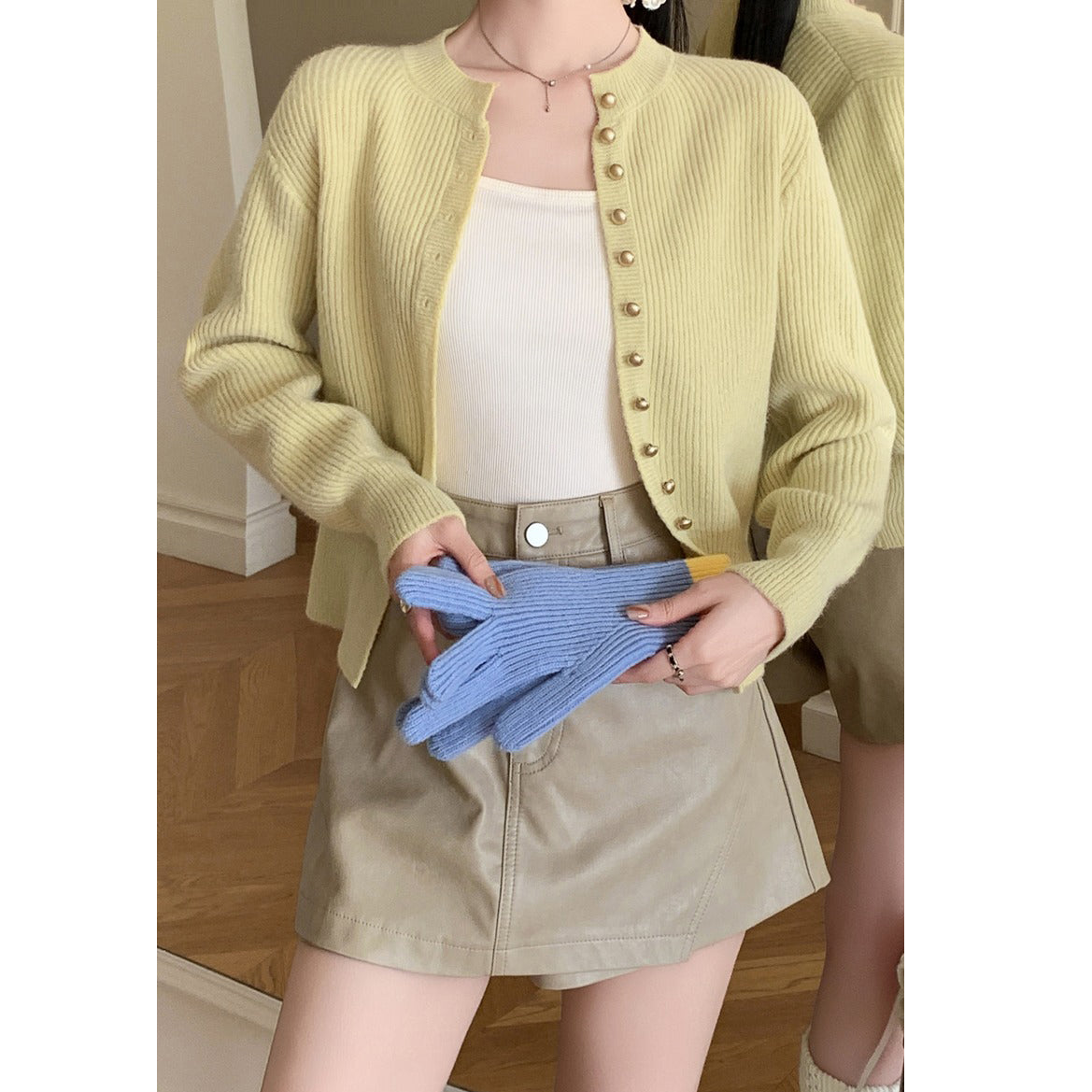 Metal Button Knitted Cardigan Jacket