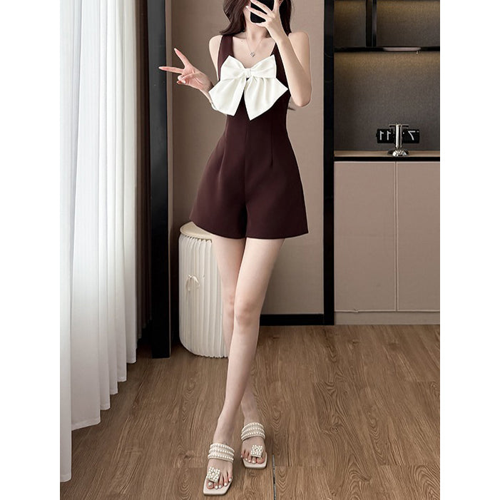French-Style Fashionable Bow Jumpsuit