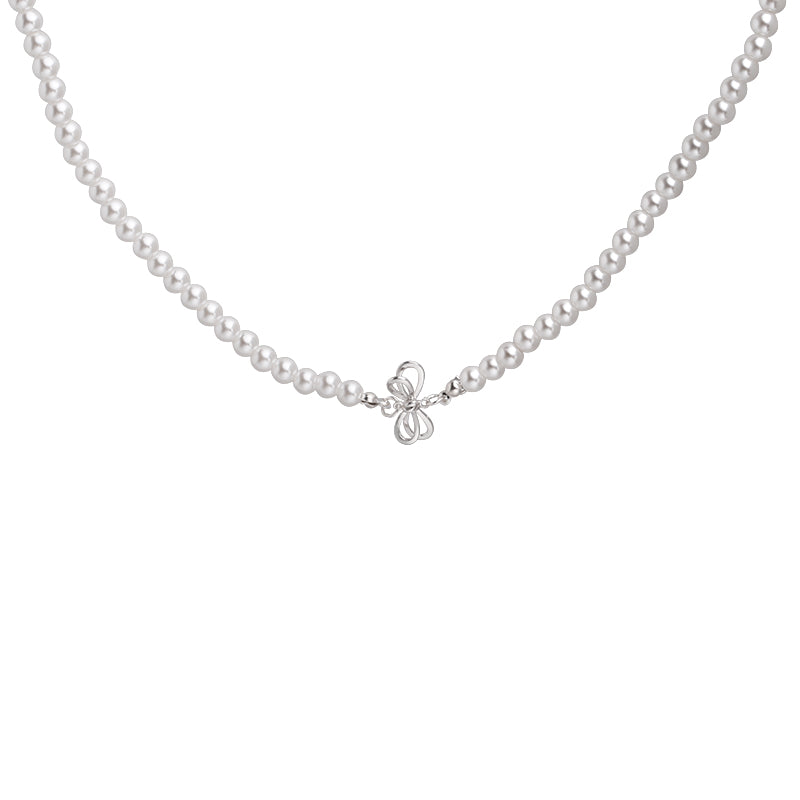 Bow Knot Pearl Necklace Clavicle Chain Accessories
