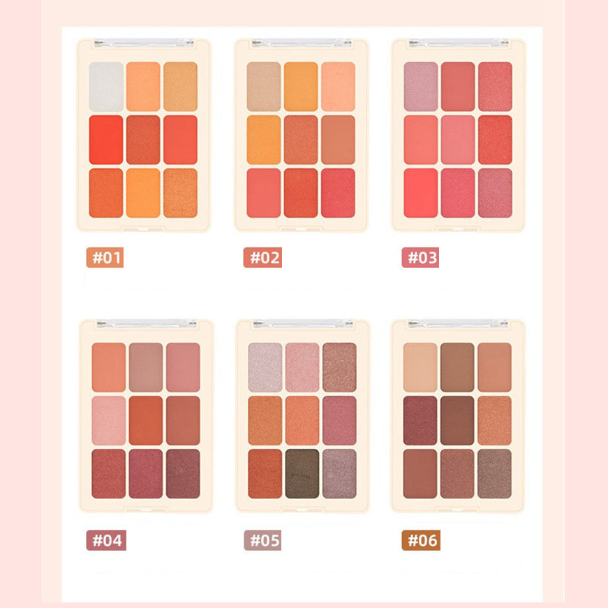 Nine Colors Grid Matte Pearl Eye Shadow Plate