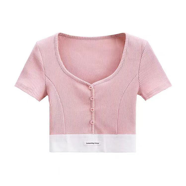 Short Sleeve T-Shirt High Waist Cropped Sports Top