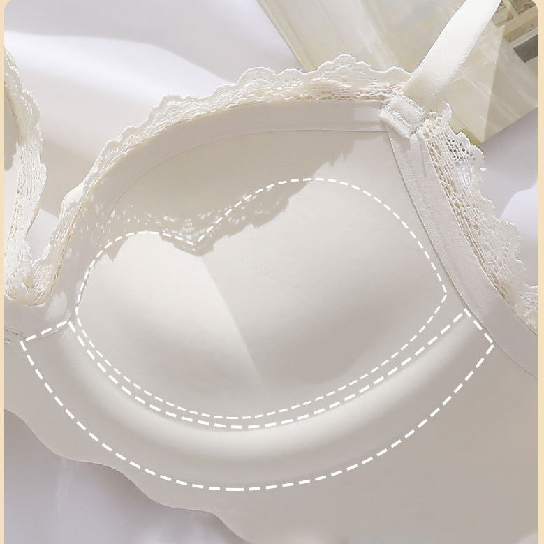 Wavy Lace Trim Push Up Bra Underwear