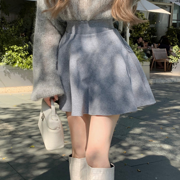 Long-Sleeved V-Neck Sweater High-Waisted Skirt Set