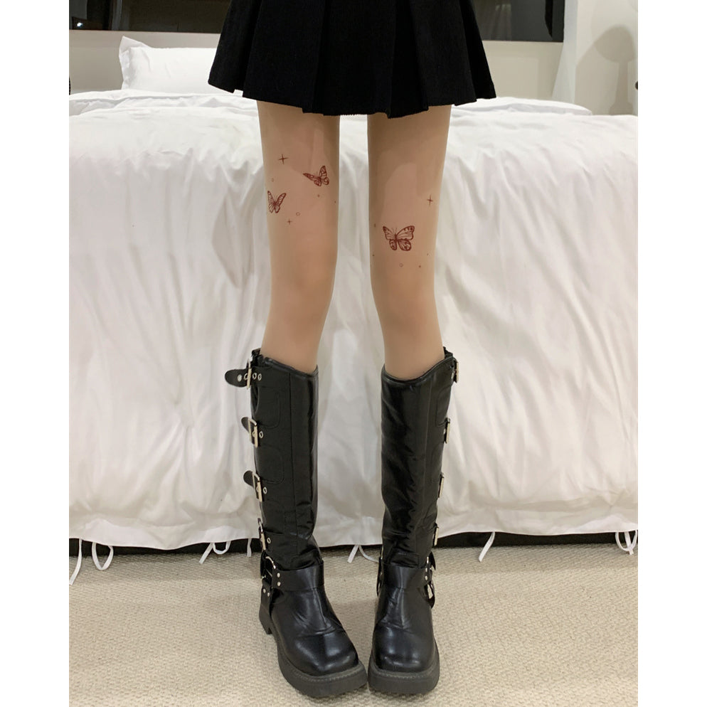 Butterfly Print Versatile Anti-Snatch Stockings