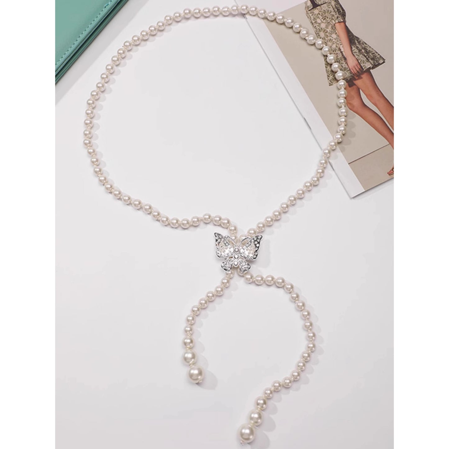 Butterfly Pearl Elastic Waist Belt