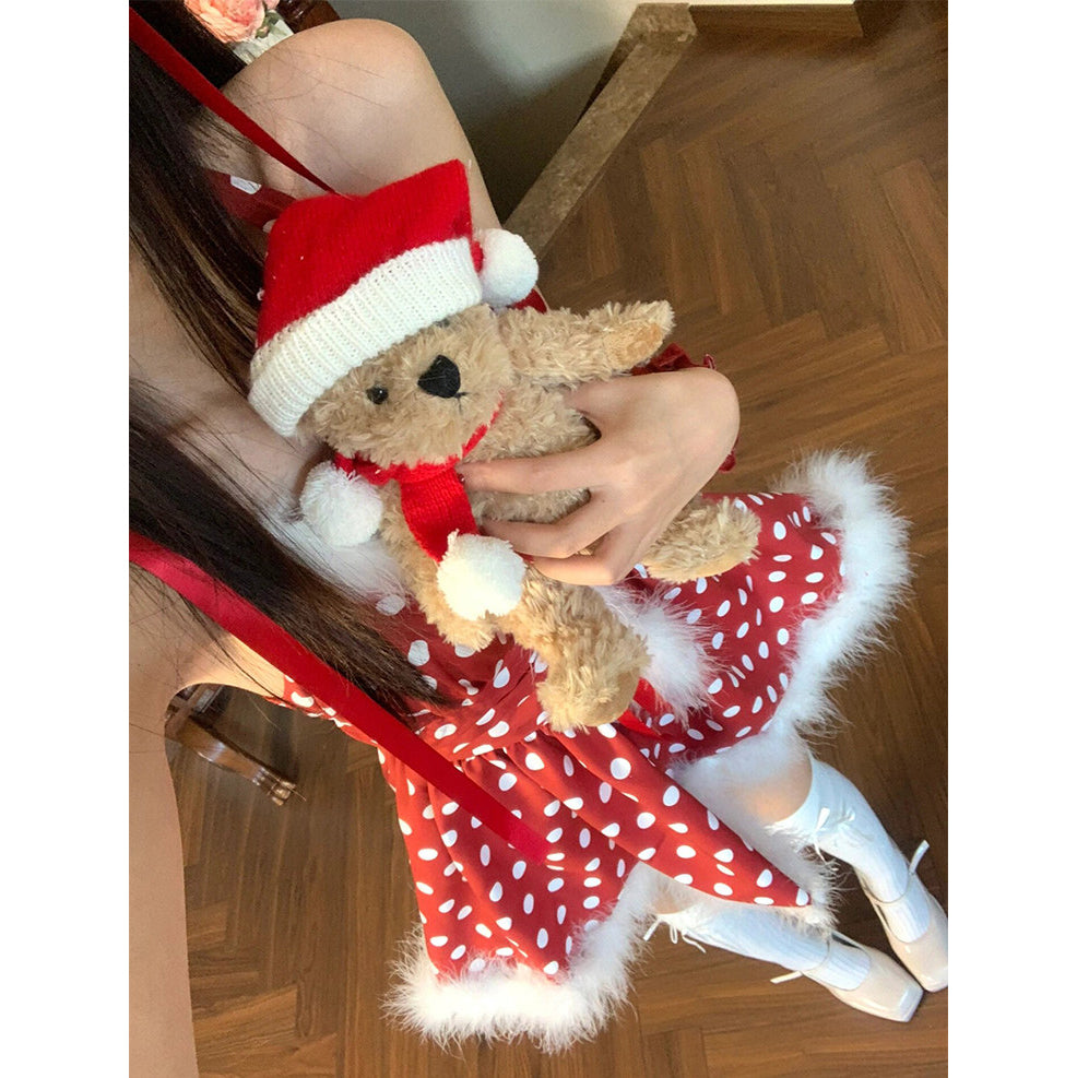 Sexy Halter-Neck Polka-Dot Christmas Dress