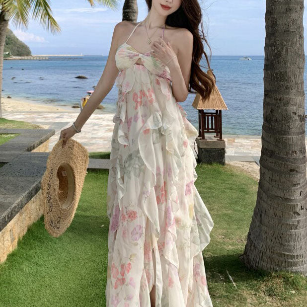 French Retro Floral Print Sundress