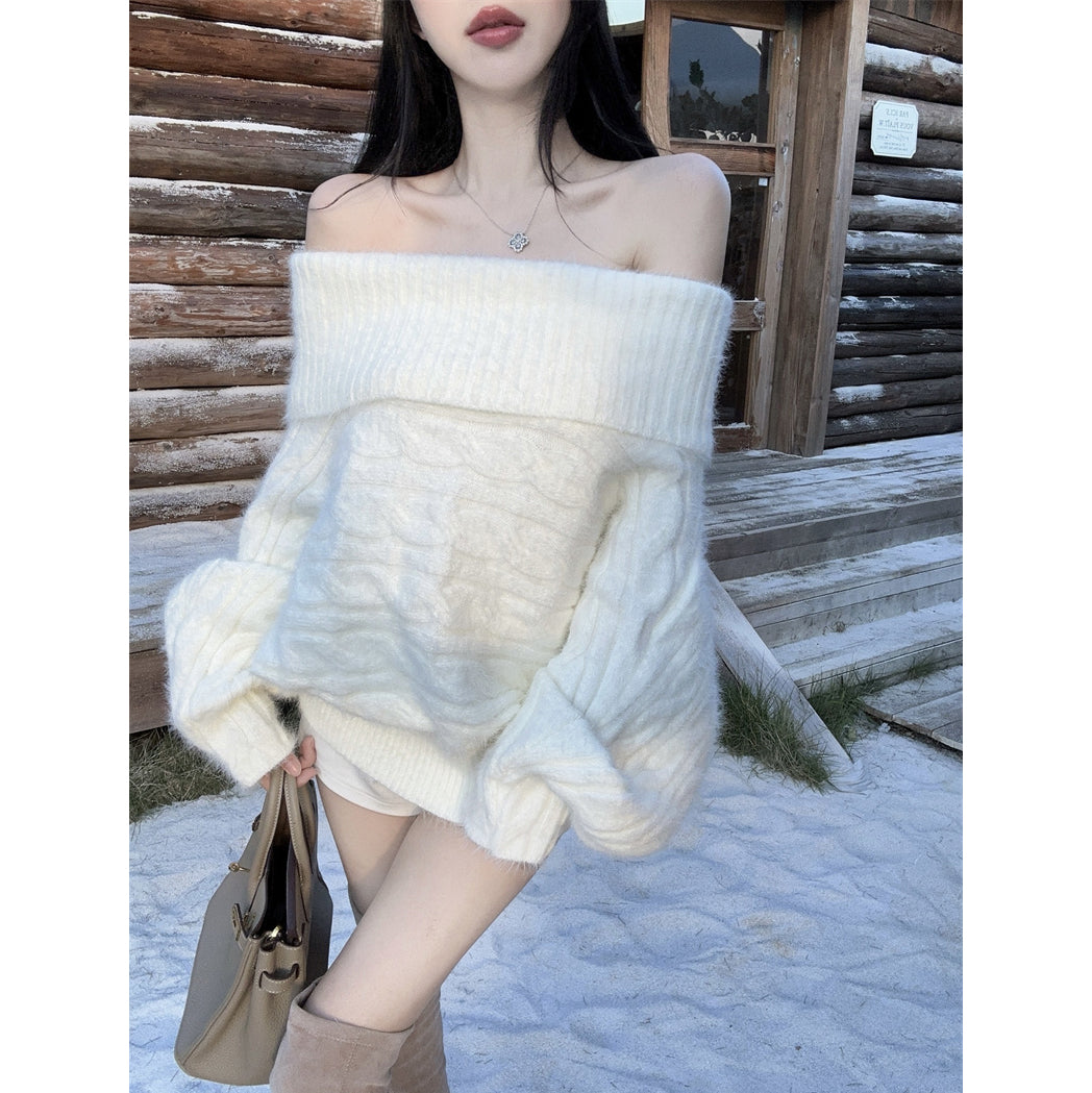 Sweet Plush Off-the-Shoulder Knit Sweater