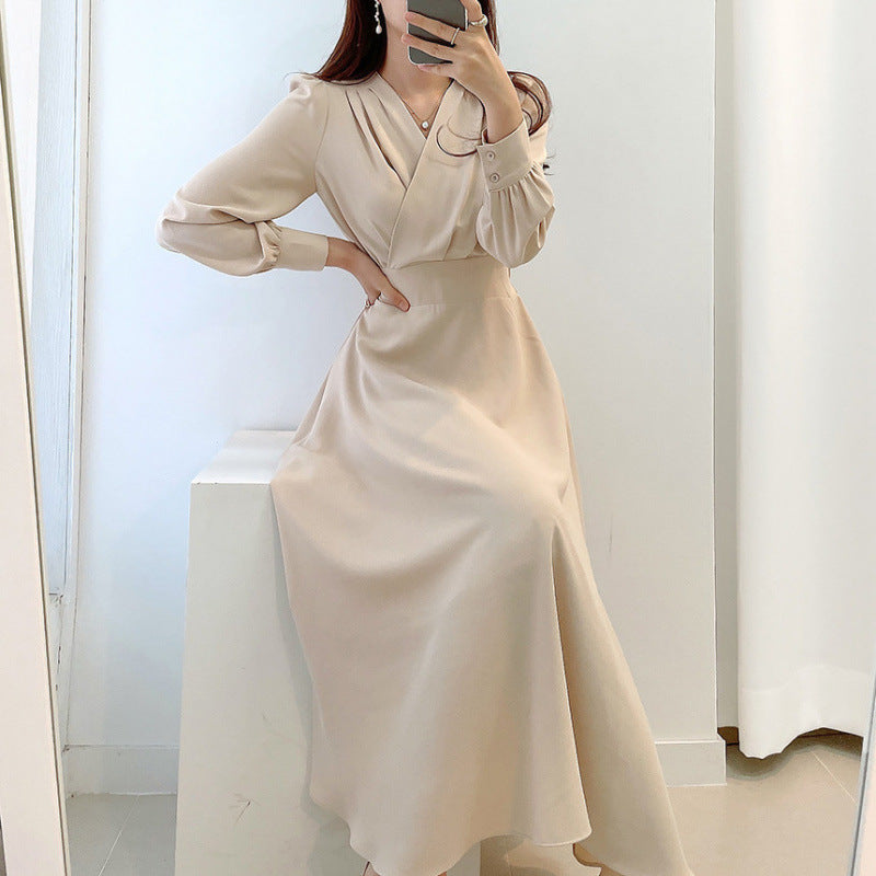 Chic V-Neck Crossover Puff Sleeve Dress