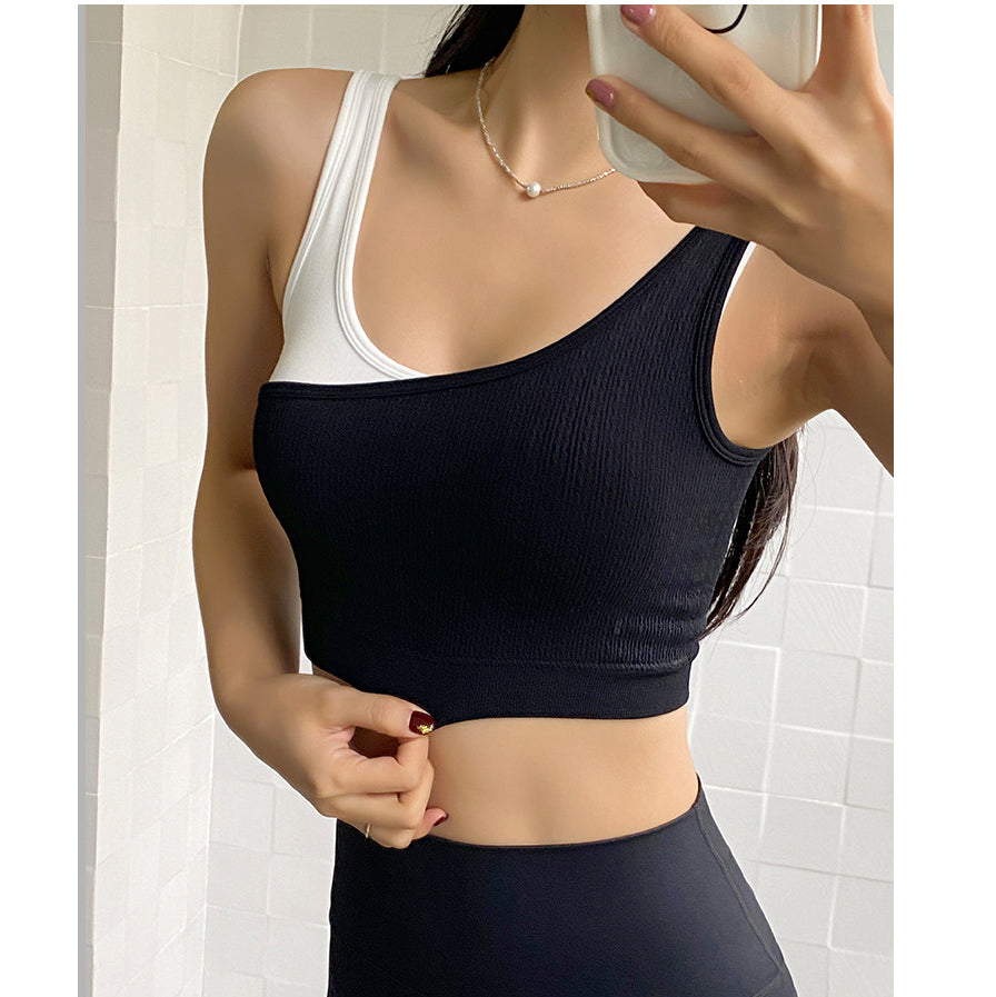 Faux Two-Piece Shockproof Quick-Drying Yoga Tank Top