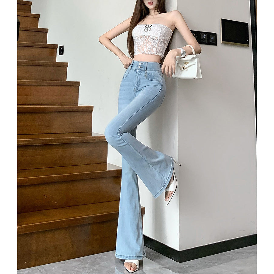 Black Double-Button Bootcut Jeans