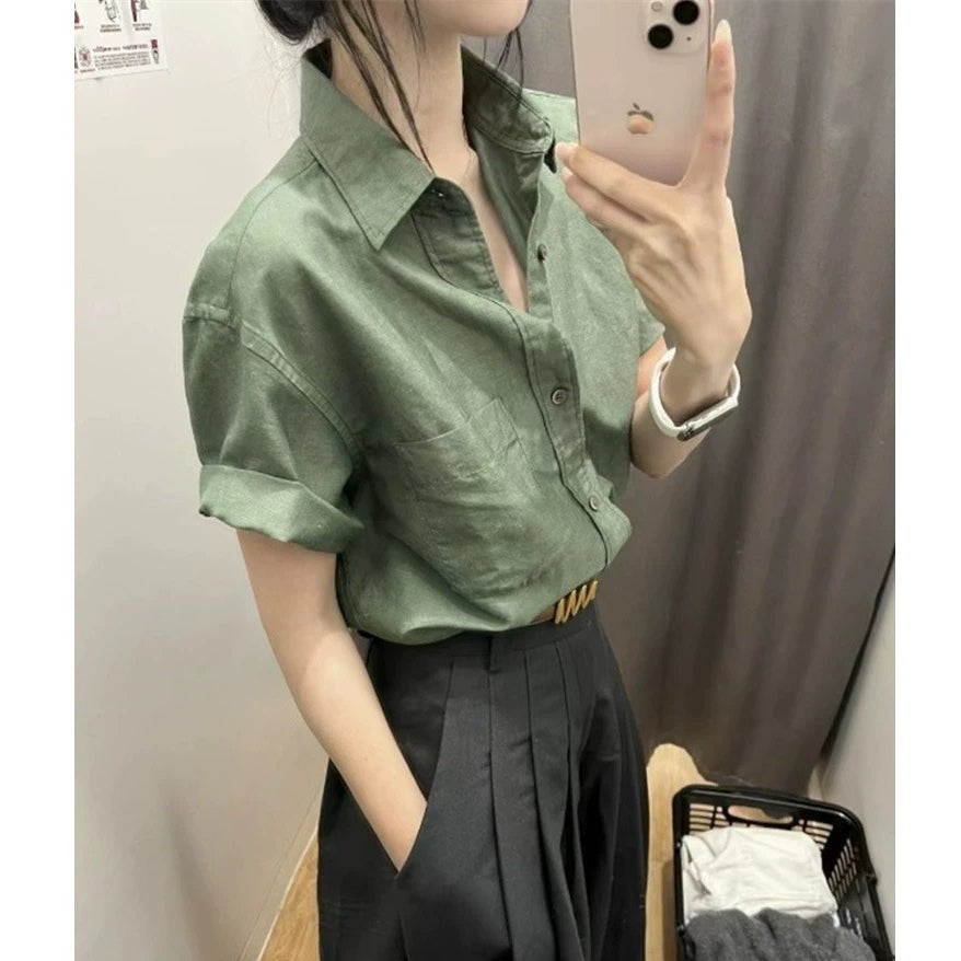 Cotton-Linen Short-Sleeve Polo Shirt