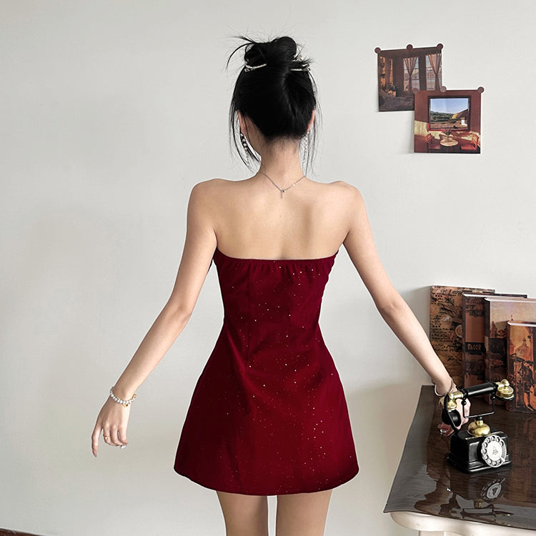 Bow-Tie Strapless Party Christmas Dress