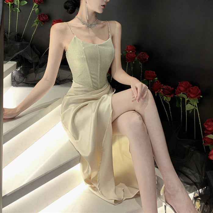 French-Style Sexy High-Slit Gown