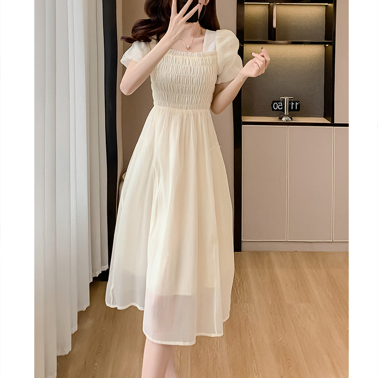 Square Neck Puff Sleeve Sweet Dress