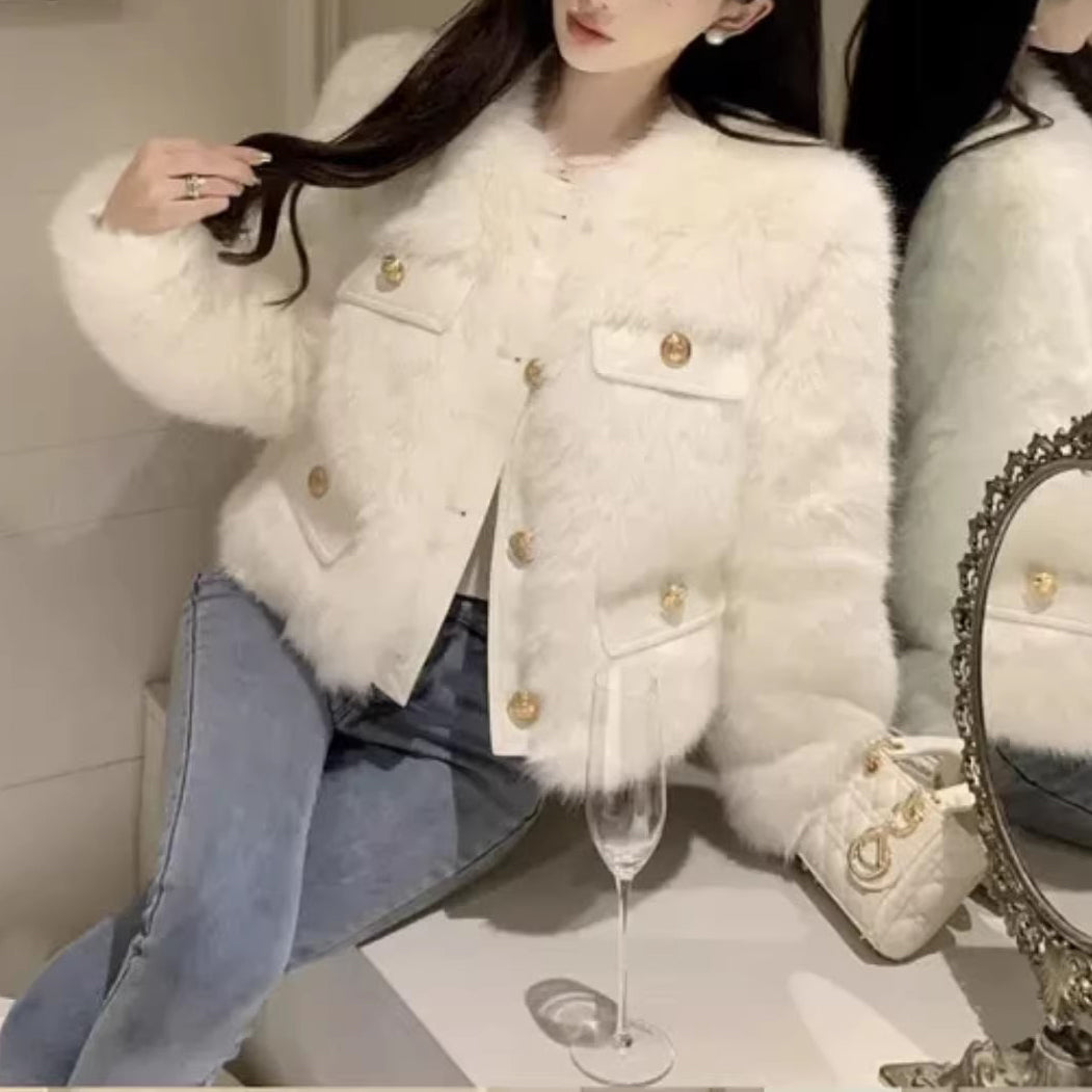 French-Style Lamb Wool Coat